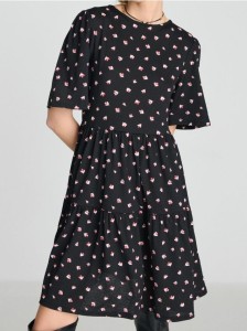 Wzorzysta sukienka mini - czarny