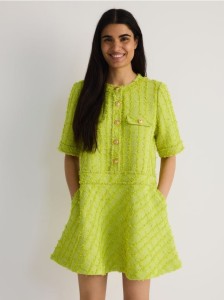 Tweedowa sukienka mini - zielony