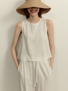 Top z dodatkiem lnu - biały