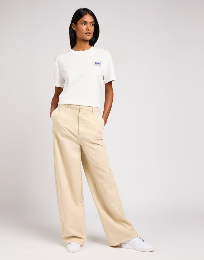 LEE CHINO RELAXED DAMSKIE SPODNIE MATERIAŁOWE MATERIAŁ GREIGE 112349015 L34M016112