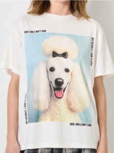 Bawełniana koszulka z nadrukiem - kremowy