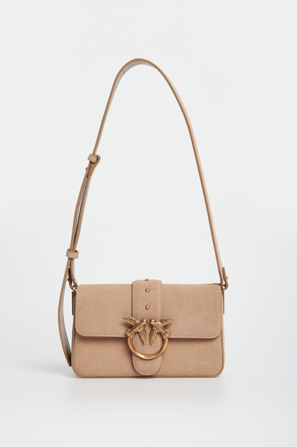 Torebka damska zamszowa skóra Mini Slouchy Fl Suede PINKO