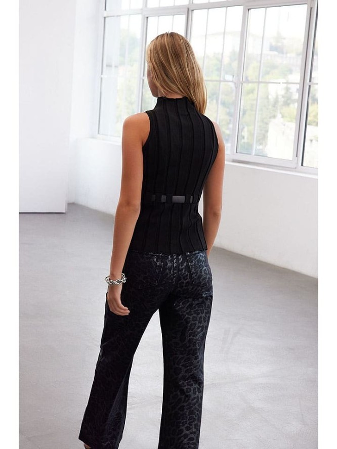 trendyol Top w kolorze czarnym rozmiar: L