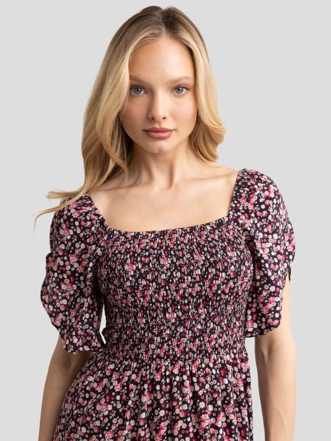 Sukienka damska midi z wiskozy z motywem kwiatowym Bler 000