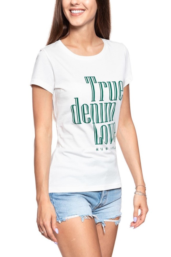 MUSTANG T SHIRT DAMSKI Alexia C Print Cloud Dancer 1008971 2020