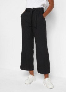 Spodnie culotte z przewiewnej mieszanki lnu