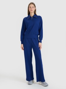 4F Spodnie oversize z szerokimi nogawkami damskie - granatowe XL