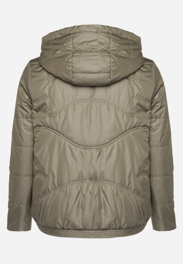 Zielona Kurtka Pikowana z Kapturem Karbia