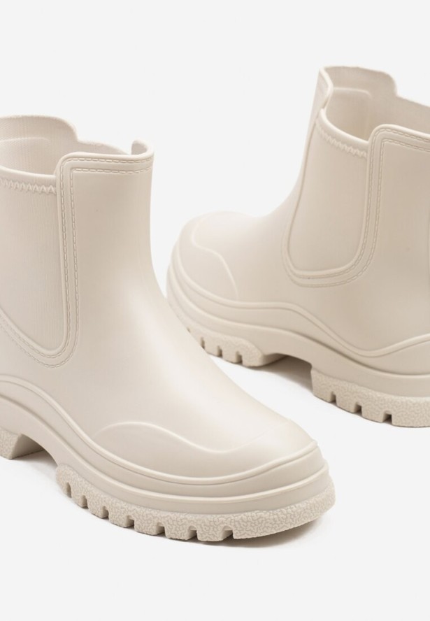 Beżowe Kalosze Typu Sztyblety Evellexia