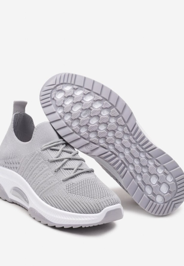 Szare Wsuwane Buty Sportowe z Elastyczną Cholewką i Ozdobną Wstawką na Podeszwie Moonsara