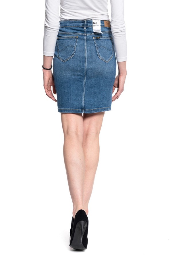 LEE Pencil Skirt DAMSKA SPÓDNICA JEANSOWA MID WORN MARTHA L38GQDTO 112108194