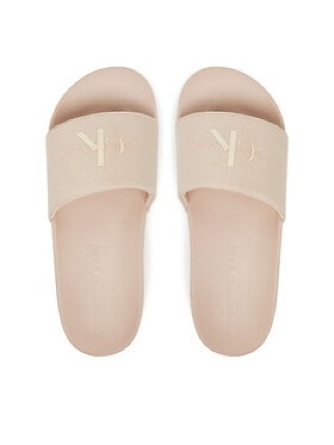 Calvin Klein Jeans Klapki Slide Monogram Wn YW0YW01835 Beżowy