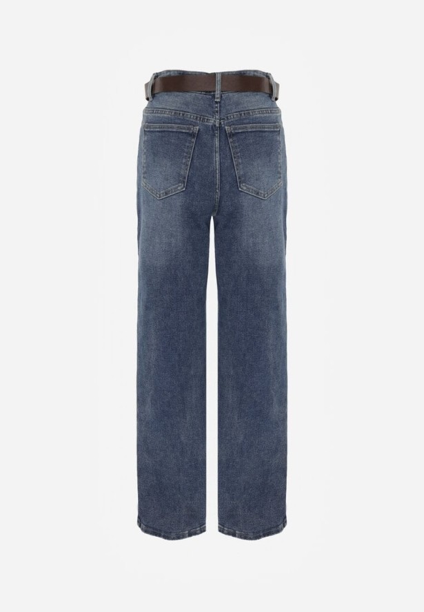 Niebieskie Szerokie Jeansy z Bawełną i Domieszką Wiskozy z Wysokim Stanem Crianise