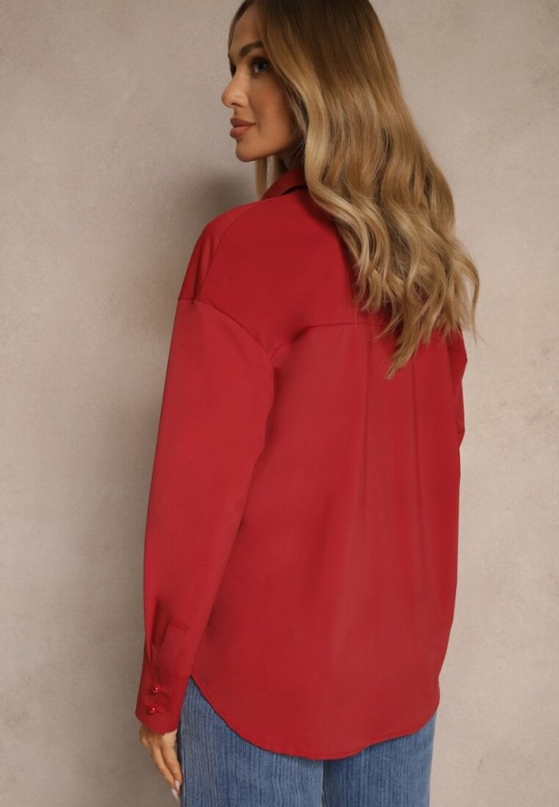 Bordowa Koszula z Wiskozą w Klasycznym Stylu Lisarila