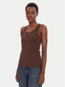 HUGO Top Datamia 50514489 Brązowy Slim Fit