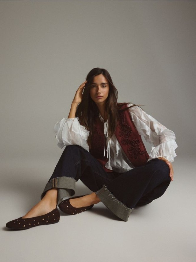 Baleriny z dżetami - brązowy