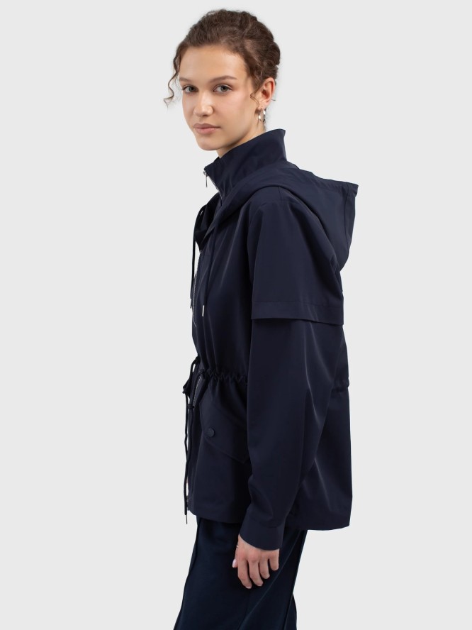 Kurtka damska przeciwdeszczowa z regulacją w tali granatowa Nafula 403