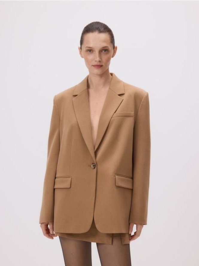 Jednorzędowa marynarka - beżowy