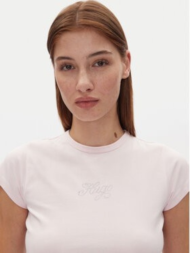 HUGO T-Shirt Dome_B 50537247 Różowy Cropped Fit