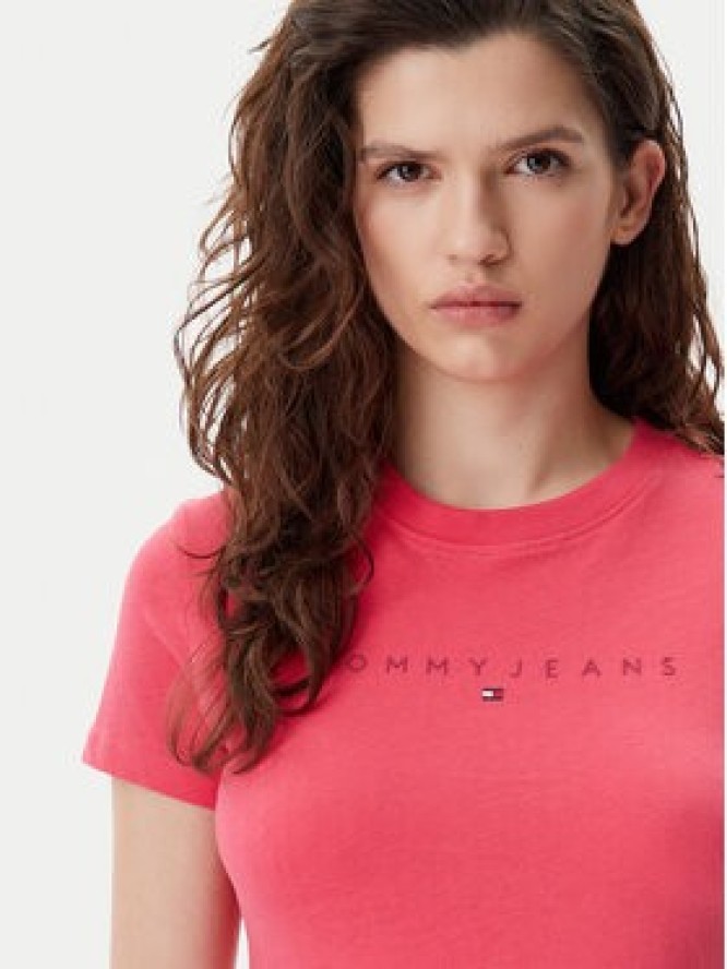 Tommy Jeans T-Shirt Tonal Linear DW0DW20315 Różowy Slim Fit