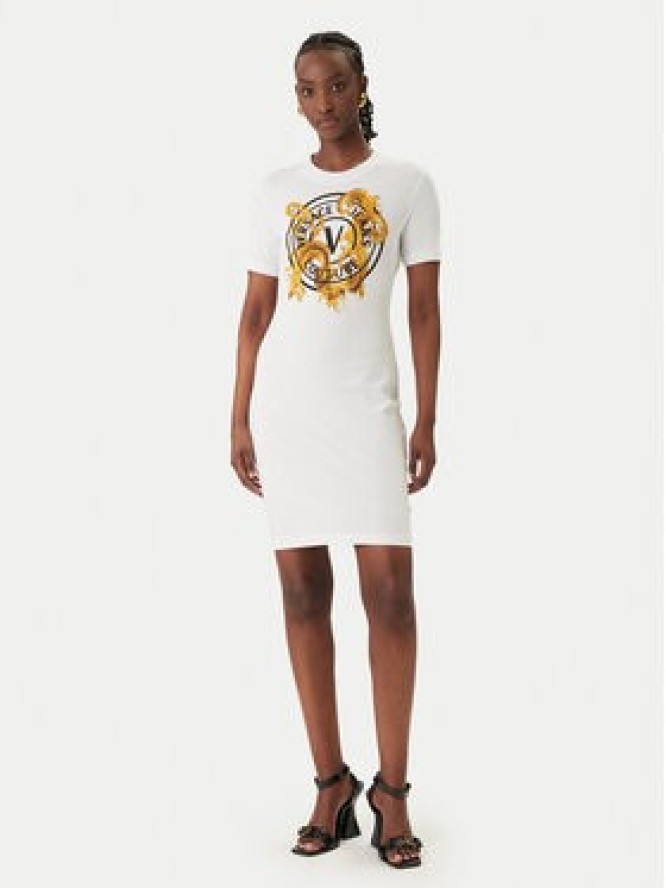Versace Jeans Couture Sukienka codzienna 80HAOE01 CJ02E Biały Slim Fit