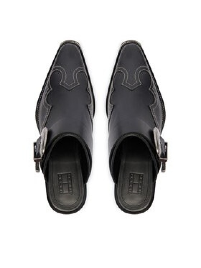 Tommy Jeans Klapki Archive Cowboy Mule Leather EN0EN03063 Czarny