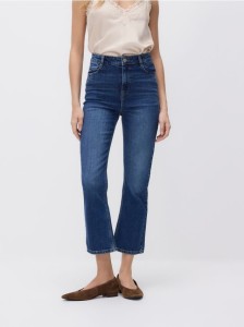 Jeansy flare cropped - niebieski
