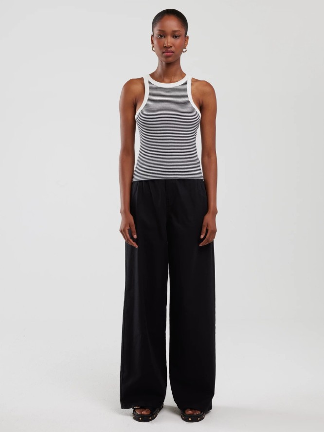 Koszulka damska na ramiączkach w prążek biało-granatowa Livia 403