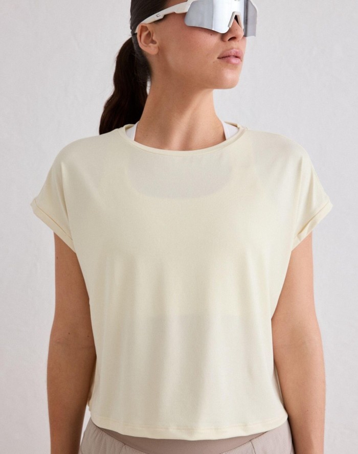 Damski top treningowy ultramiękki second skin, szybkoschnący Soft Basic żółty
