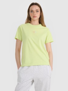 4F T-shirt oversize z nadrukiem damski - żółty M