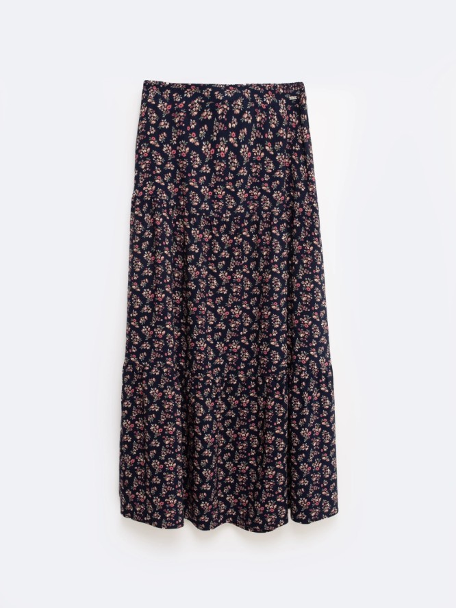 Spódnica damska midi z wiskozy z motywem kwiatowym Vendi 000