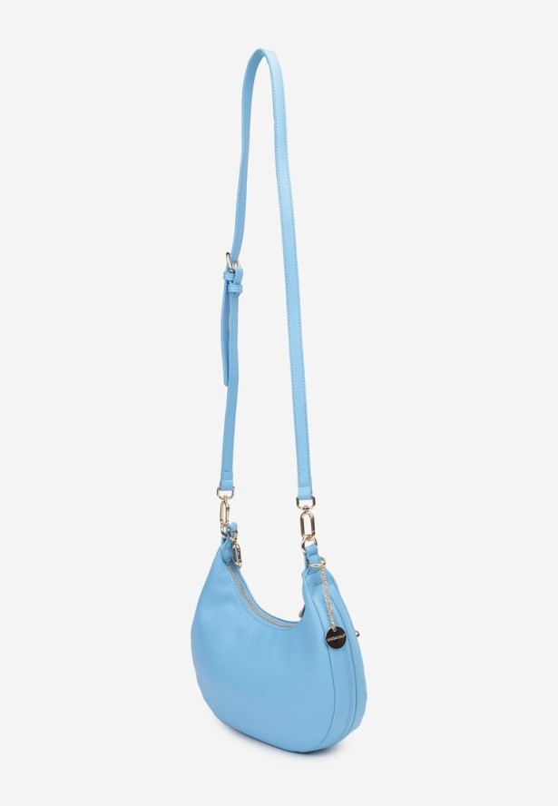 Niebieska Torebka na Ramię z Odpinanym Paskiem na Suwak Maristela