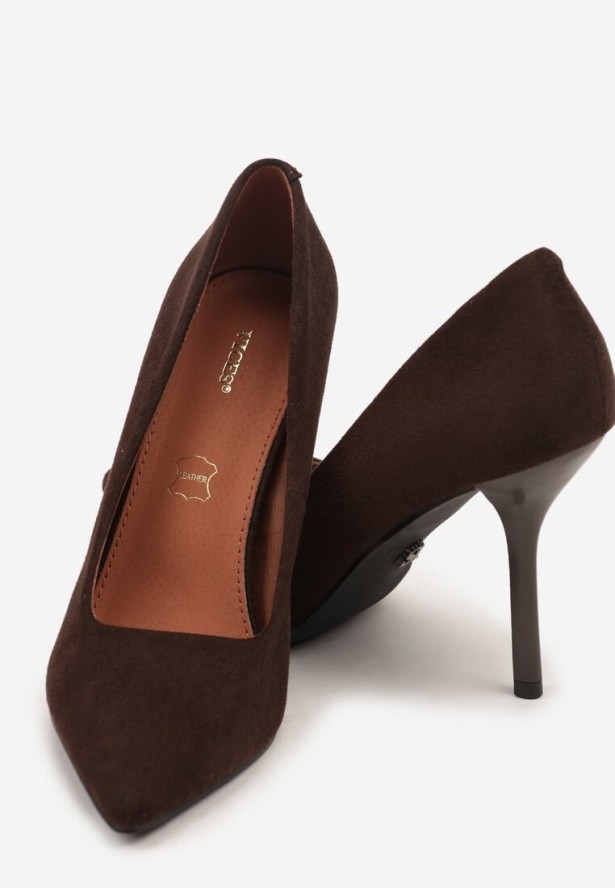 Brązowe Klasyczne Szpilki Vices z Wkładką ze Skóry Naturalnej Verite