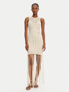 Patrizia Pepe Sukienka dzianinowa 2A2916/K260-B823 Beżowy Regular Fit