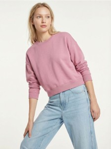 Krótka bluza crewneck - różowy