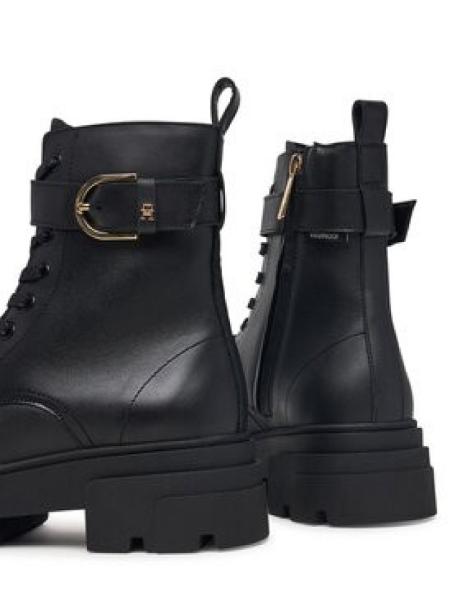 Tommy Hilfiger Trapery Leather Th Buckled Lace-Up Boot FW0FW09550 Czarny