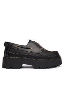 Tommy Jeans Półbuty Archive '01 Boat Shoe Leather EN0EN03003 Czarny