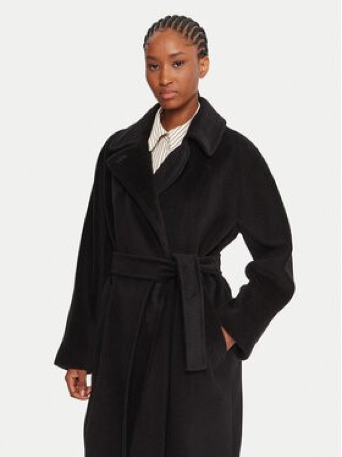 Marella Płaszcz wełniany English 2523016142 Czarny Regular Fit