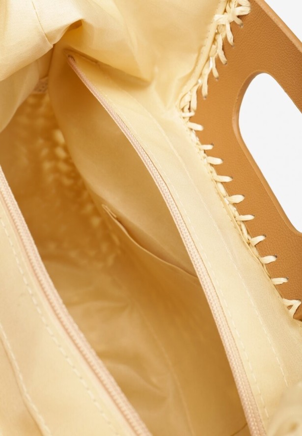 Jasnobeżowa Torebka na Ramię w Stylu Boho z Regulowanym Paskiem Arpive