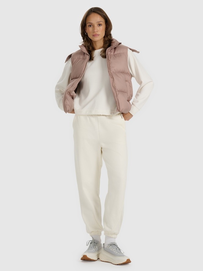 4F Bezrękawnik puchowy z naturalnym wypełnieniem damski - beżowy L