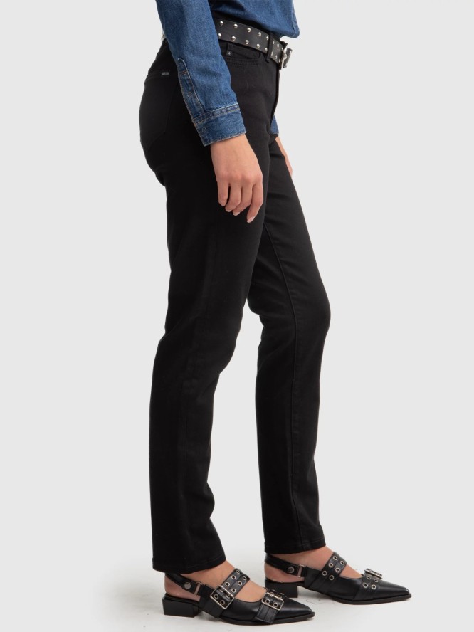 Jeansy damskie slim z wysokim stanem czarne Kitty High Waist 915