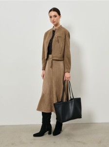 Torebka shopper z imitacji skóry - czarny