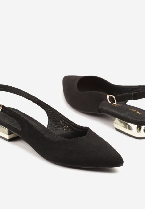 Czarne Sandały Vices ze Skórzaną Wkładką i Noskiem w Szpic Galurena