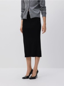 Spódnica midi z wiskozą - czarny