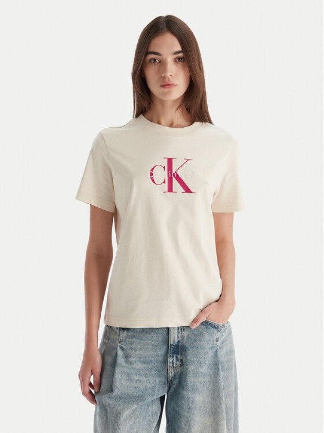 Calvin Klein Jeans T-Shirt Hero LV047B865G Beżowy Regular Fit
