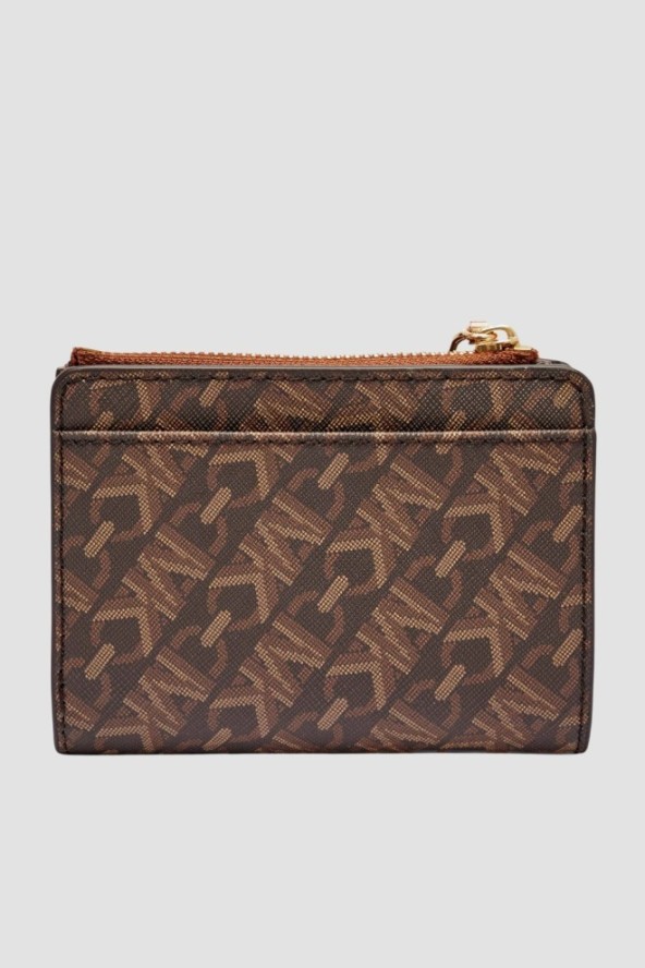 MICHAEL KORS Brązowy portfel z monogramem