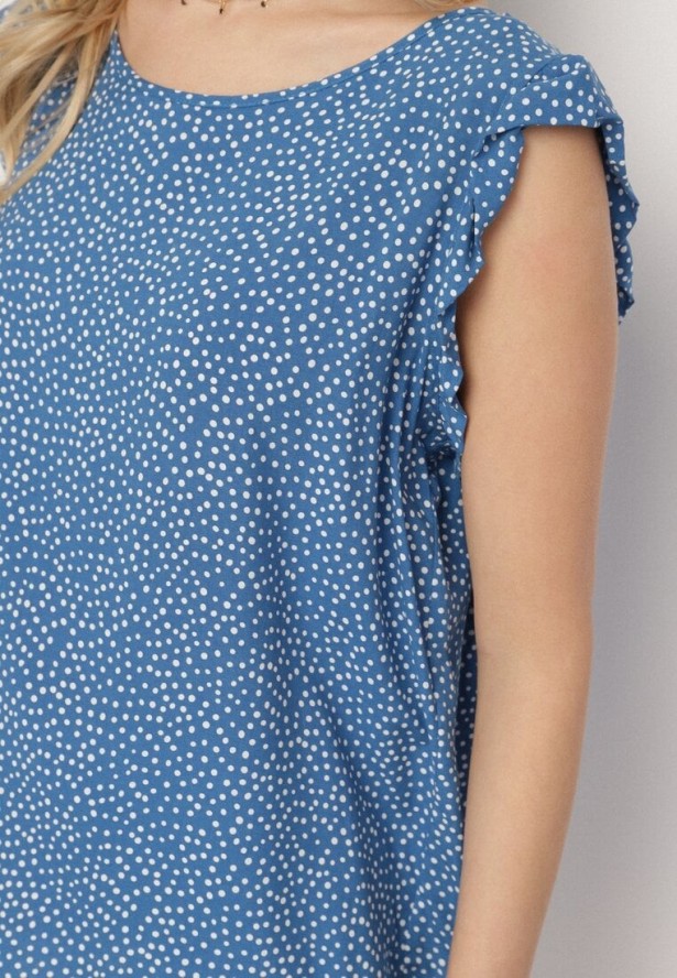 Niebieska Bluzka z Bawełny w Kropki Nappela