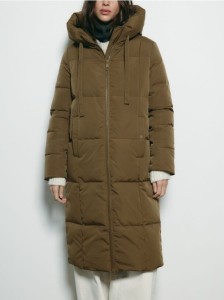 Pikowana kurtka z puchem - ciemnozielony