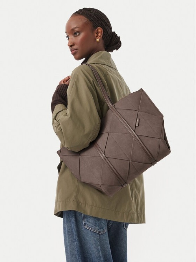 Calvin Klein Torebka Woven Sueded Carryall LV04F3695G Brązowy