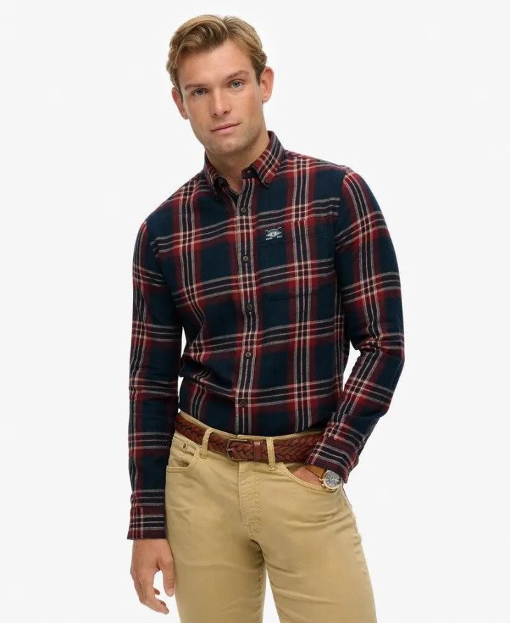 superdry Koszula lumberjack z długim rękawem bawełniana – Michigan Check Navy